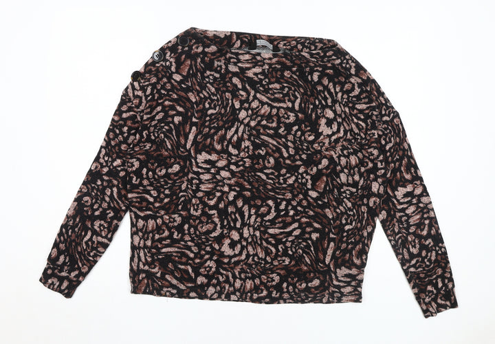 Dorothy Perkins Women's Black Animal Print Top Size 10