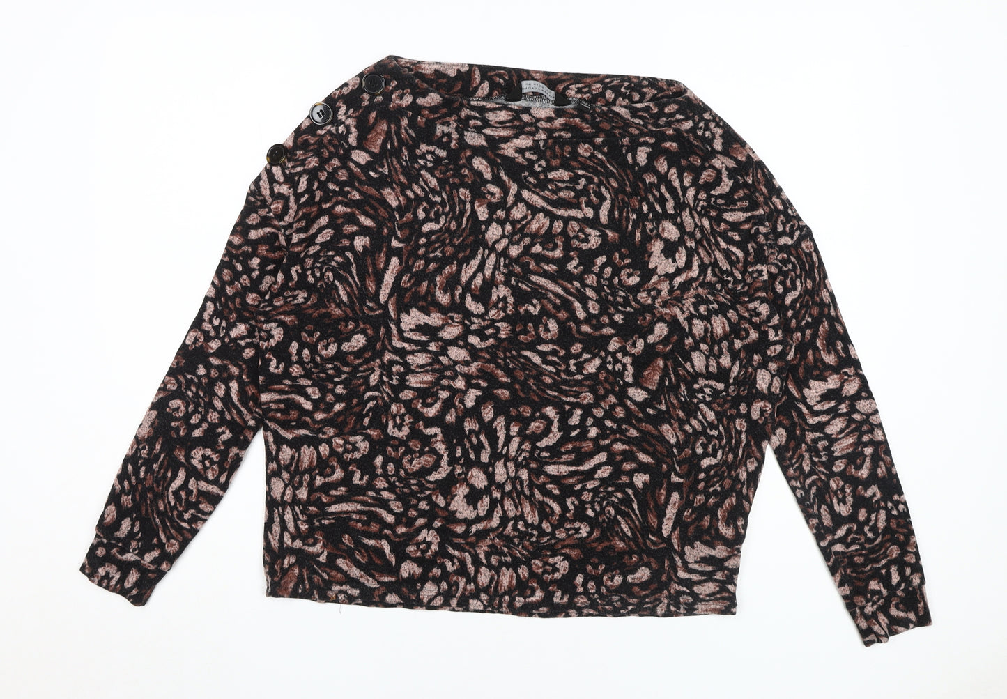 Dorothy Perkins Women's Black Animal Print Top Size 10