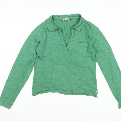 White Stuff Women's Green Polo Size 8 Cotton Collared Top