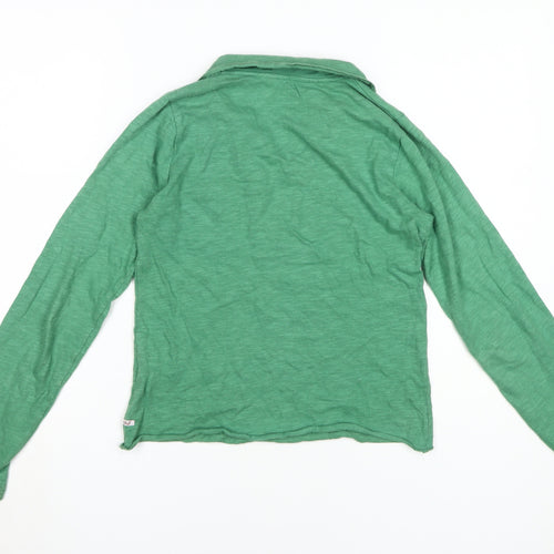 White Stuff Women's Green Polo Size 8 Cotton Collared Top