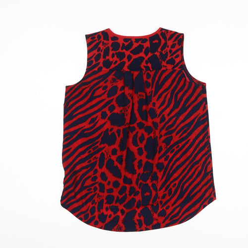 Next Women's Red Animal Print Sleeveless Blouse Size 10