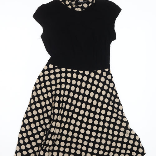 Dorothy Perkins Women's Black Polka Dot Dress Size 10