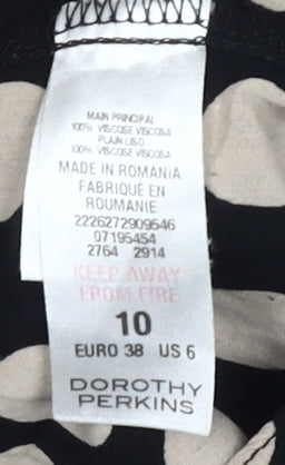 Dorothy Perkins Women's Black Polka Dot Dress Size 10