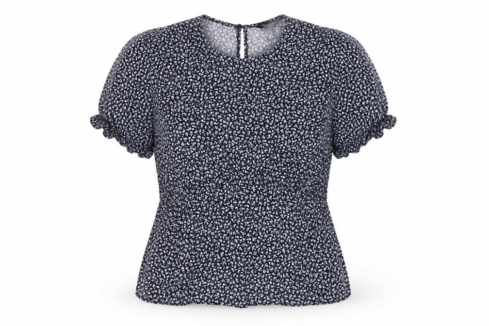 Front view of New Look Women's Blue Floral Blouse, size 14