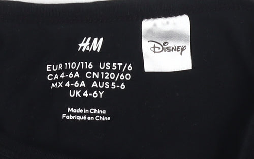H&M Girls Black Minnie Mouse Dress, Size 4-6 Yrs