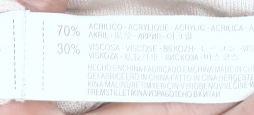 Zara Women Beige Cardigan M V-Neck Knit Belted