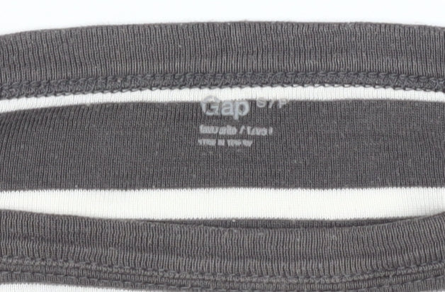Gap Women's Grey Striped T-Shirt, Size S, 3/4 Sleeve