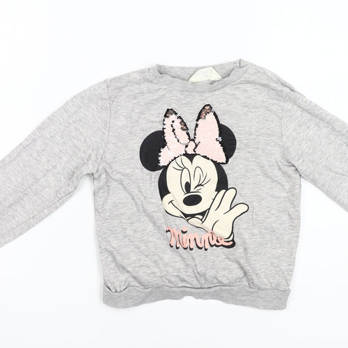 H&M Girls Grey Minnie Mouse Sweatshirt 7-8 Years