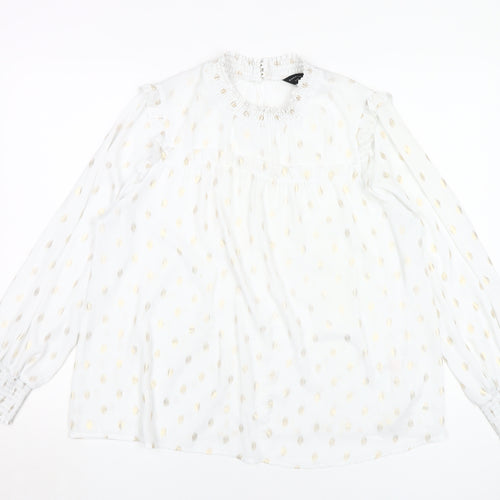 Dorothy Perkins Women's White Polka Dot Blouse Size 16