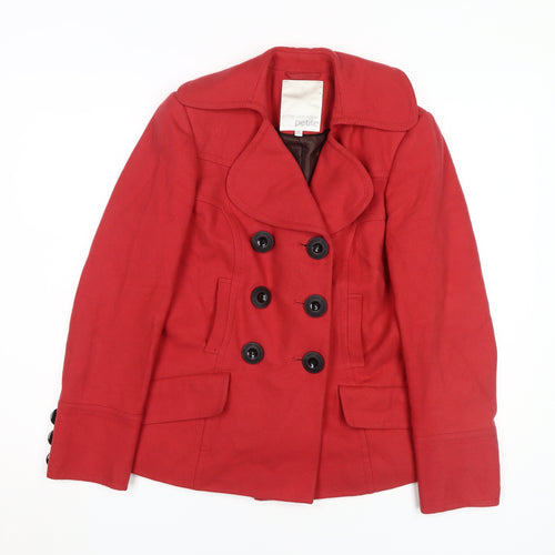 Rocha John Rocha Red Petite Pea Coat Women's Size 10