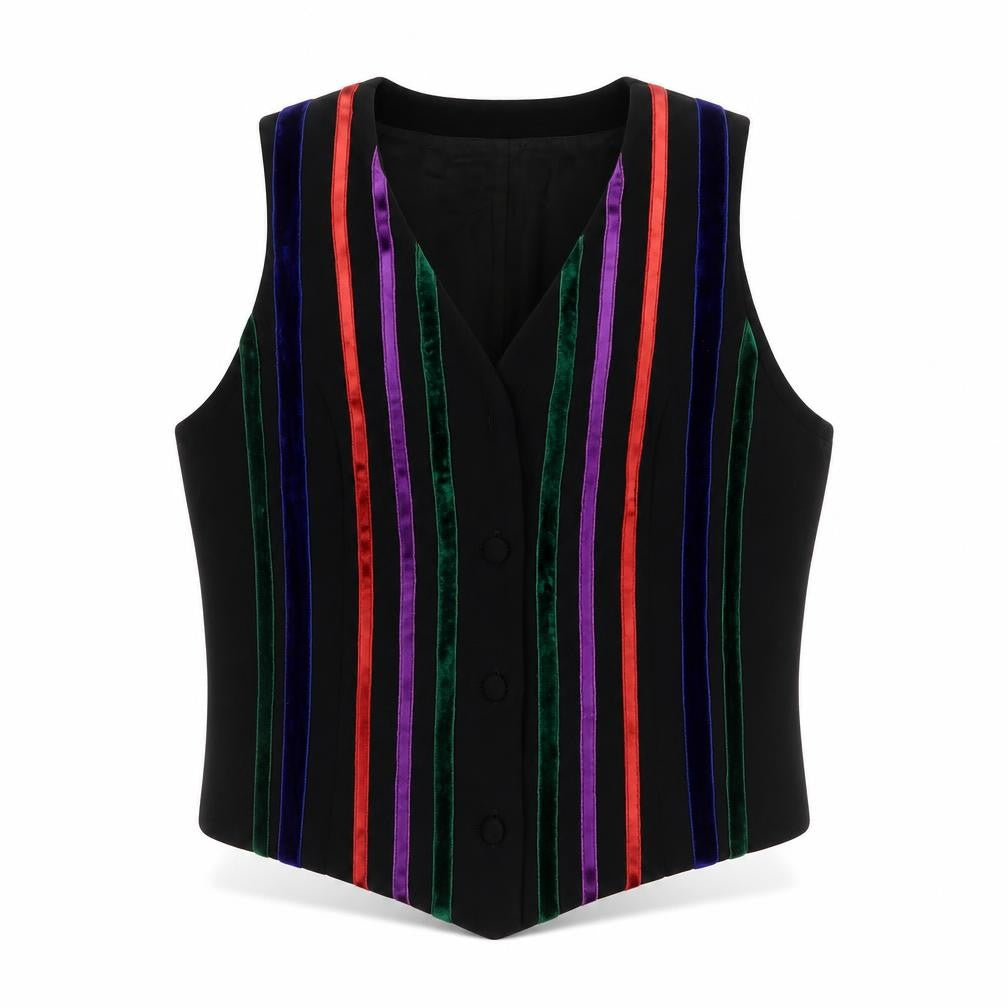 Front view of Next Women's Black Striped Waistcoat UK 14