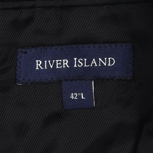 River Island Black Men's Blazer, 42L, Wool Blend, Excellent