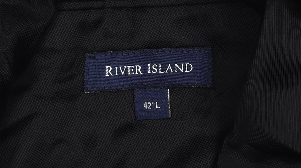 River Island Black Men's Blazer, 42L, Wool Blend, Excellent