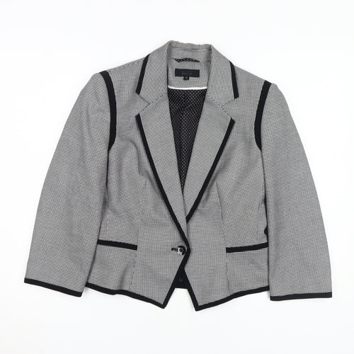 Marks & Spencer Women's Black Houndstooth Blazer, Size 12