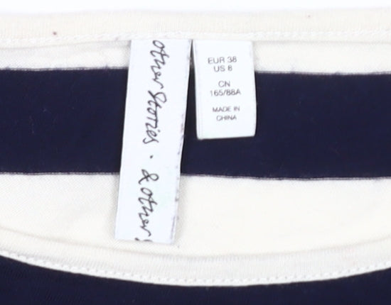 & Other Stories Women's Blue Striped T-Shirt Size 10