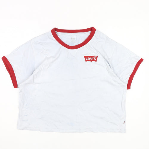 Levi's Women's White T-Shirt, Size L, Ringer Style
