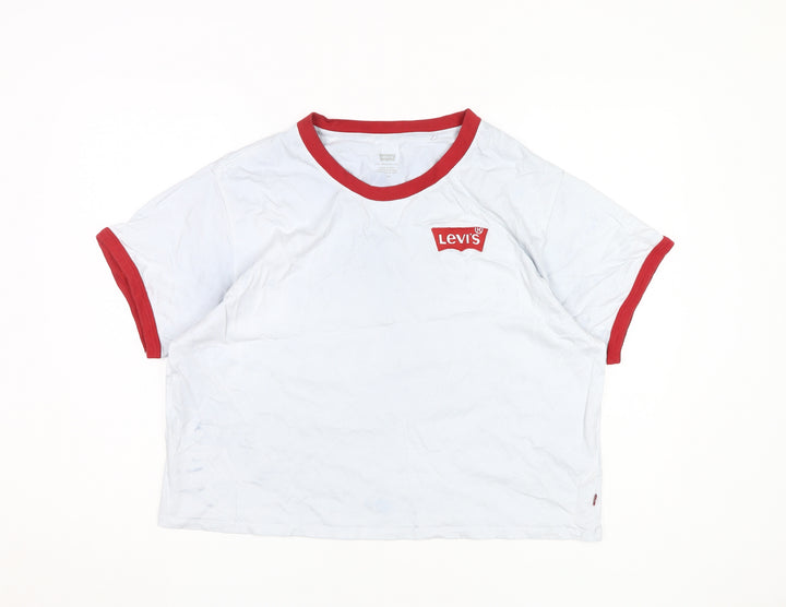 Levi's Women's White T-Shirt, Size L, Ringer Style