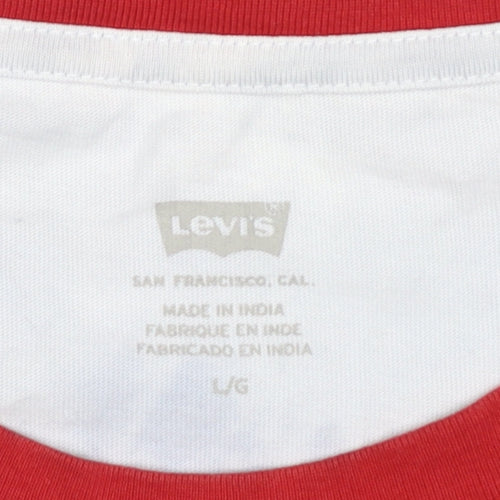 Levi's Women's White T-Shirt, Size L, Ringer Style