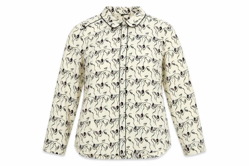 Front view of Next Women's Ivory Animal Print Button-Up Shirt