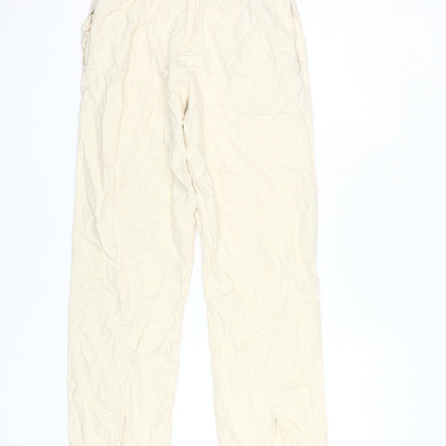 Motel Women's Beige Cotton Straight Trousers Size S