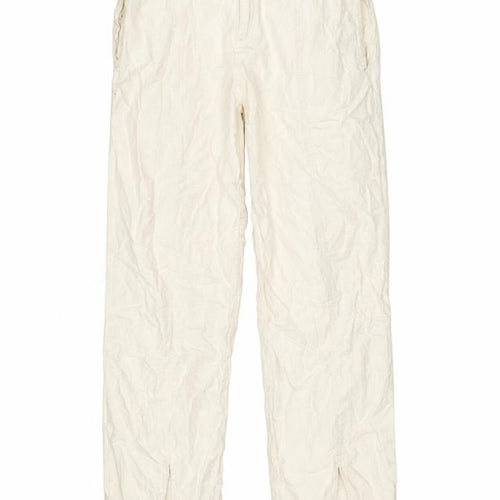 Motel Women's Beige Cotton Straight Trousers Size S