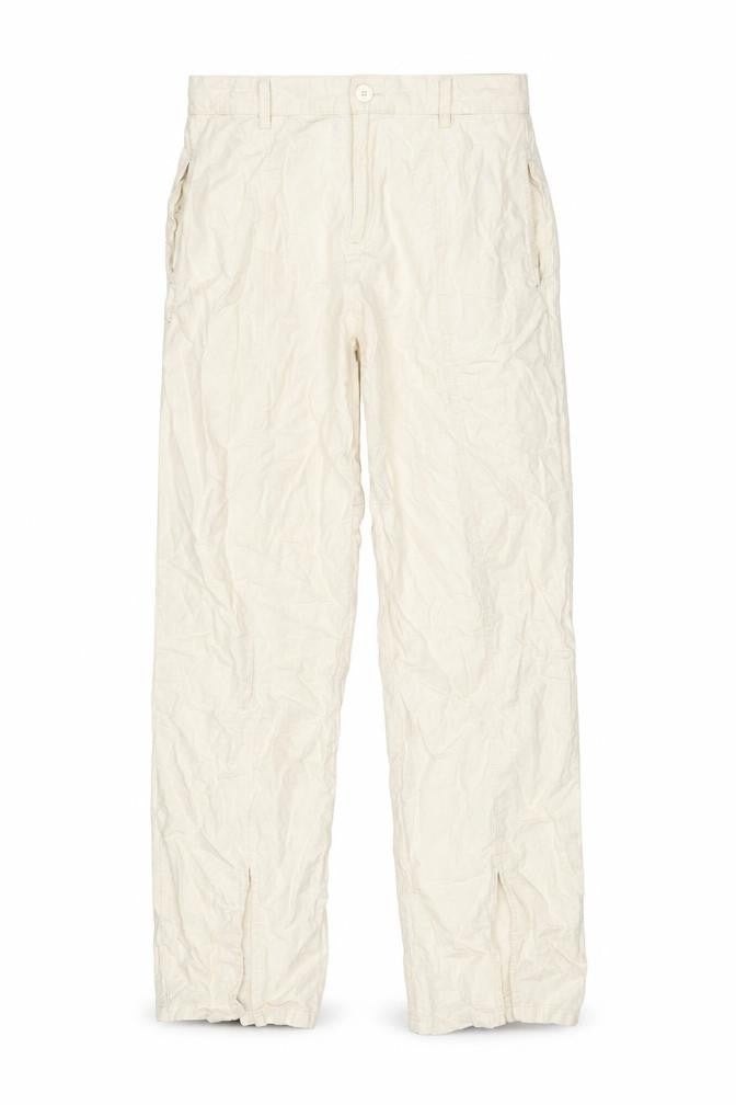 Motel Women's Beige Cotton Straight Trousers Size S