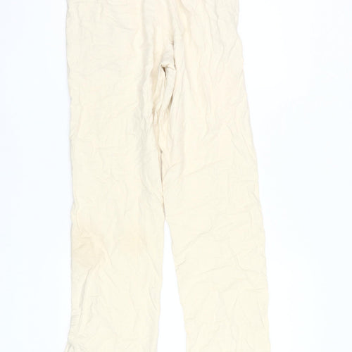 Motel Women's Beige Cotton Straight Trousers Size S