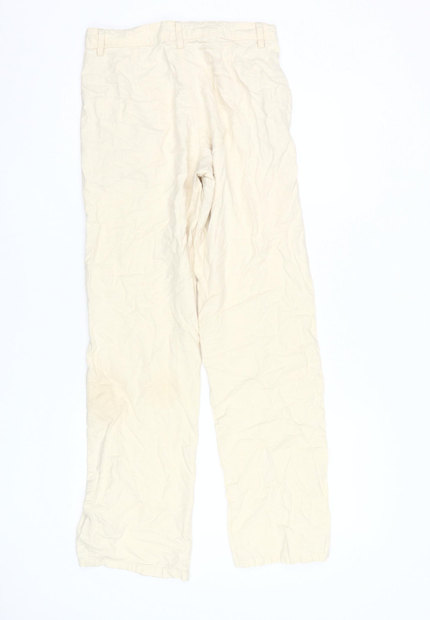 Motel Women's Beige Cotton Straight Trousers Size S