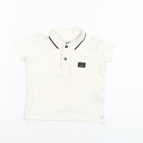C.P. Company Boys White Polo Shirt, Size 2 Years, Logo Accent
