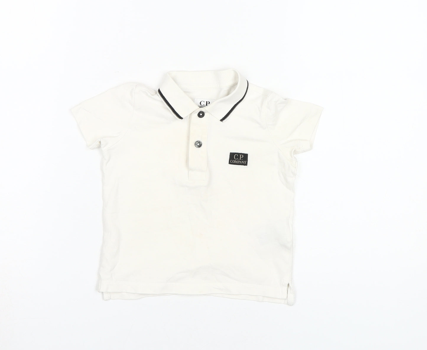 C.P. Company Boys White Polo Shirt, Size 2 Years, Logo Accent