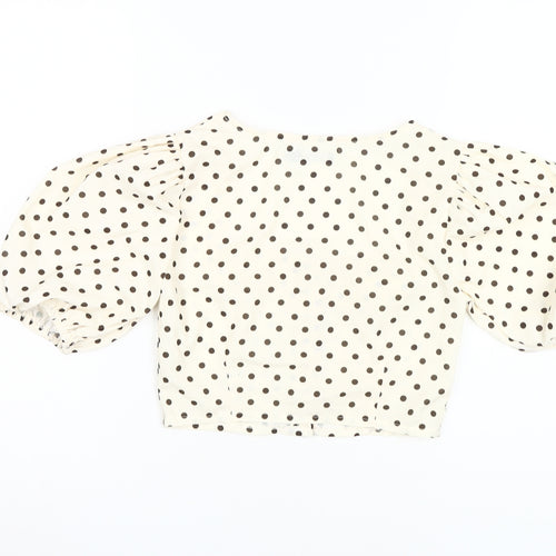 Boohoo Women's Ivory Polka Dot Puff Sleeve Blouse