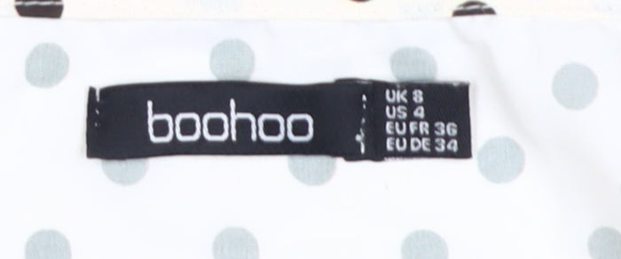 Boohoo Women's Ivory Polka Dot Puff Sleeve Blouse