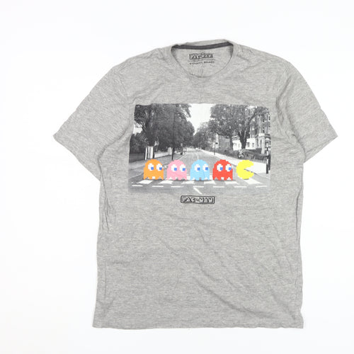 Poetic Brands Pac-Man Grey Graphic T-Shirt Small