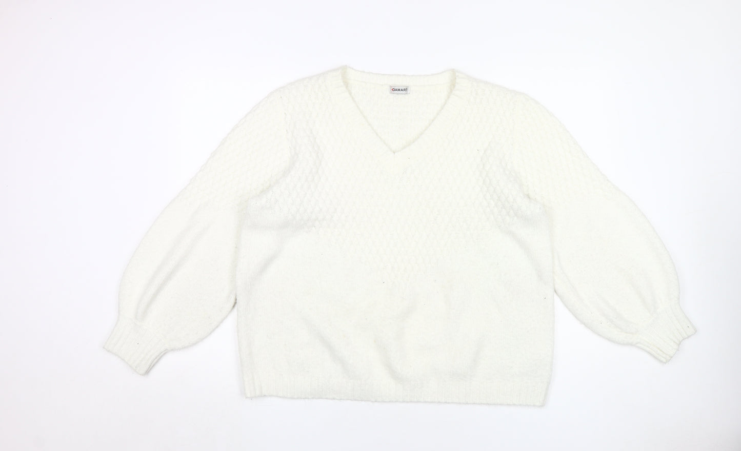 Damart Women's White V-Neck Jumper XL