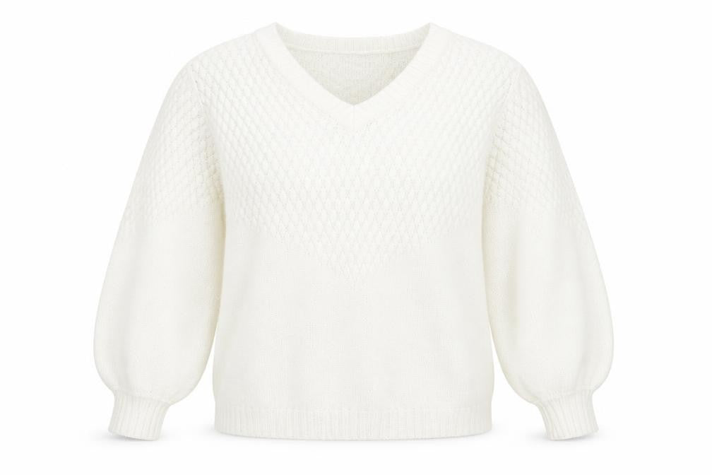 Front view of Damart Women's White V-Neck Jumper XL