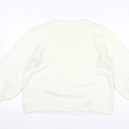 Damart Women's White V-Neck Jumper XL