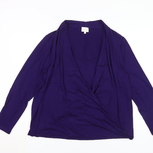East Women's Purple Wrap Top - Size L, Viscose Blend