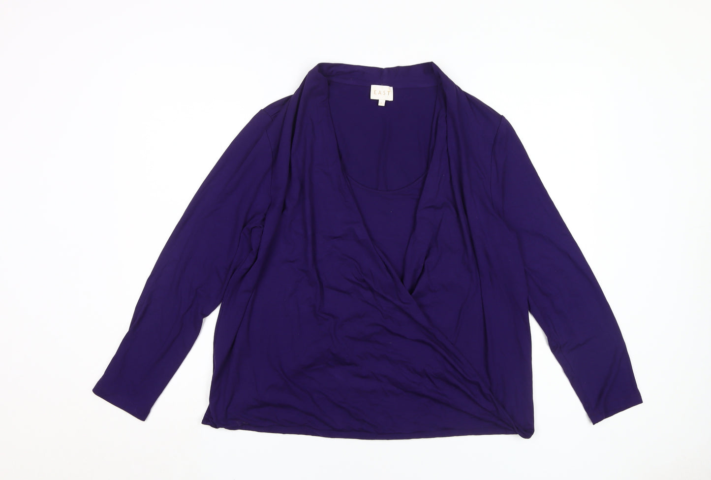 East Women's Purple Wrap Top - Size L, Viscose Blend