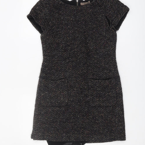 Jigsaw Women's Black Wool Blend Short Sleeve Shift Dress
