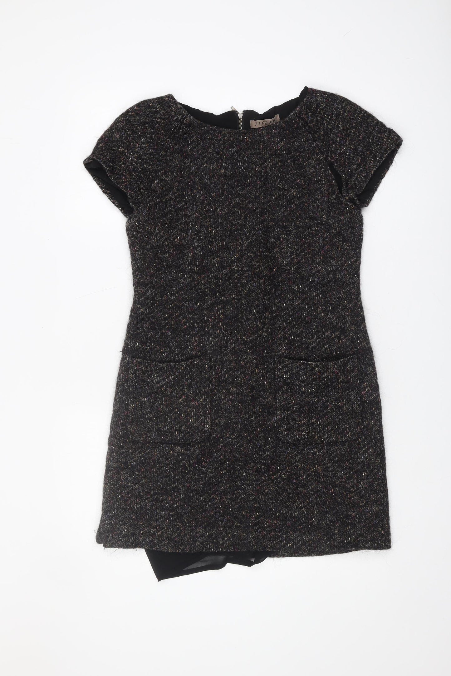 Jigsaw Women's Black Wool Blend Short Sleeve Shift Dress
