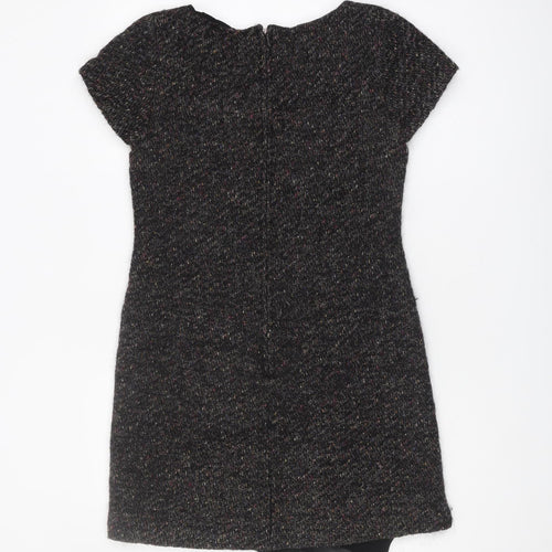 Jigsaw Women's Black Wool Blend Short Sleeve Shift Dress