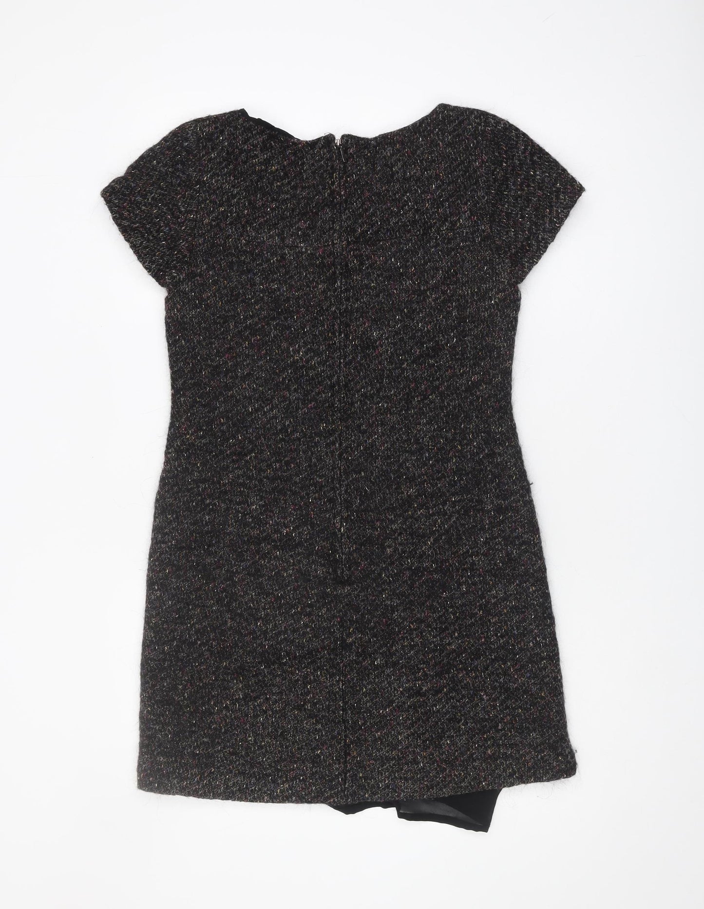 Jigsaw Women's Black Wool Blend Short Sleeve Shift Dress