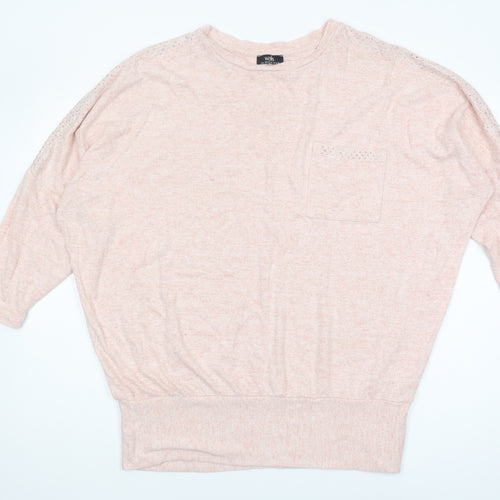 Wallis Women's Pink Jumper L 3/4 Sleeve Casual