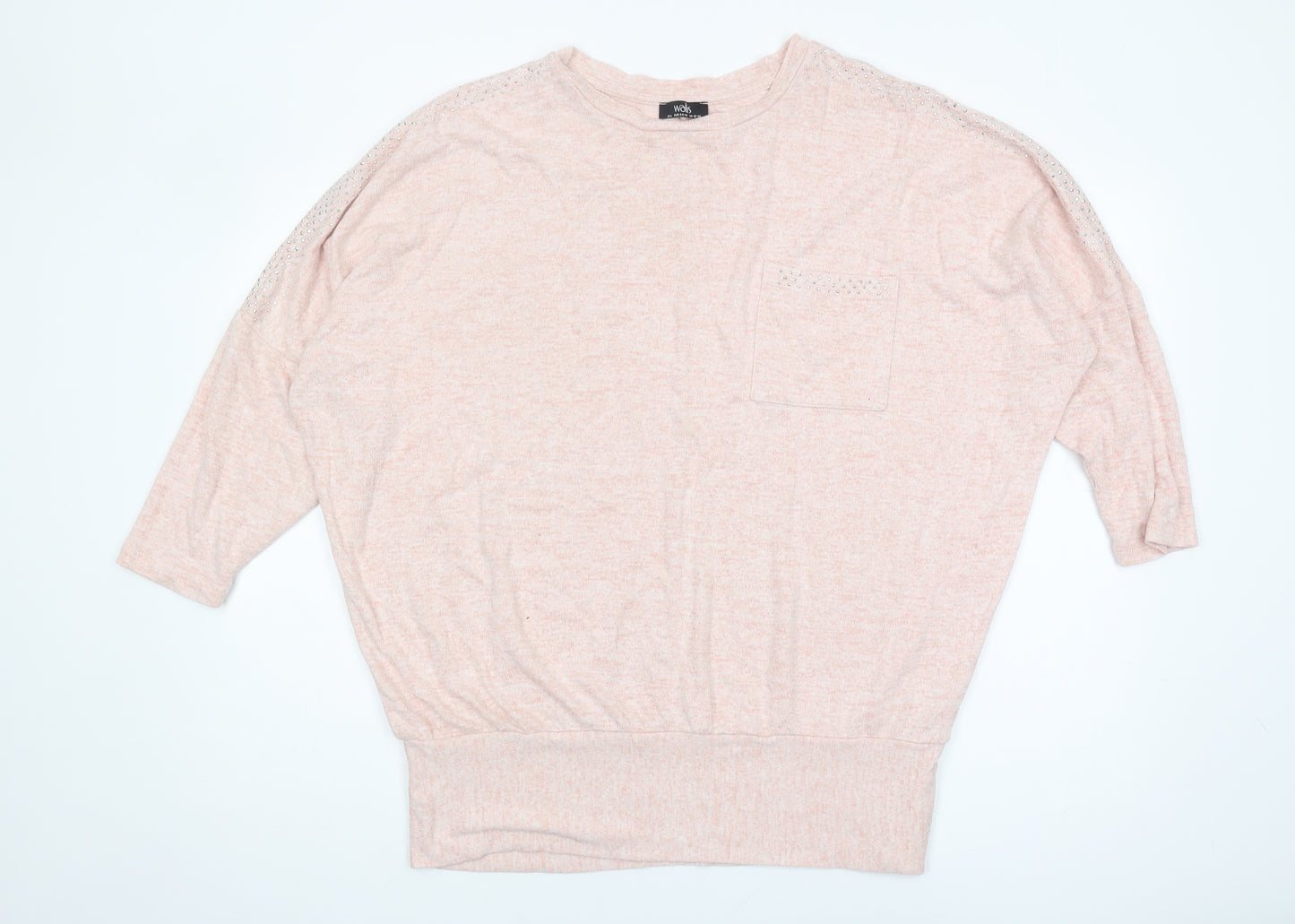 Wallis Women's Pink Jumper L 3/4 Sleeve Casual