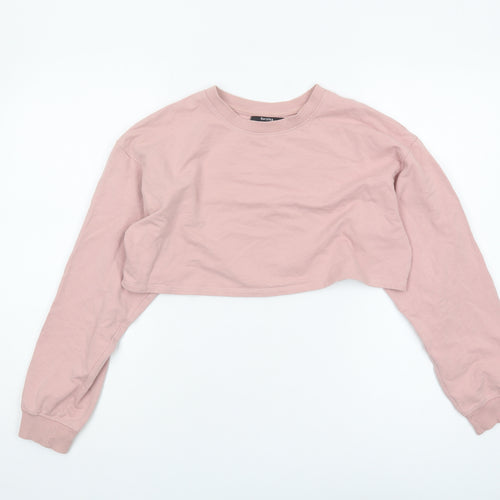 Bershka Women's Pink Pullover Sweatshirt S, Casual Cotton