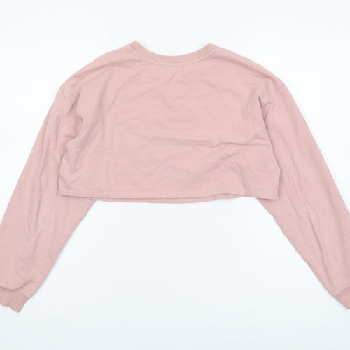 Bershka Women's Pink Pullover Sweatshirt S, Casual Cotton