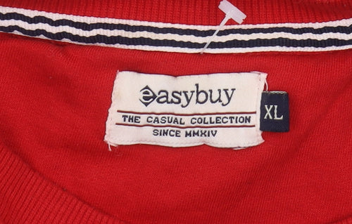 Easybuy Men's Red XL Pullover Sweatshirt with Logo