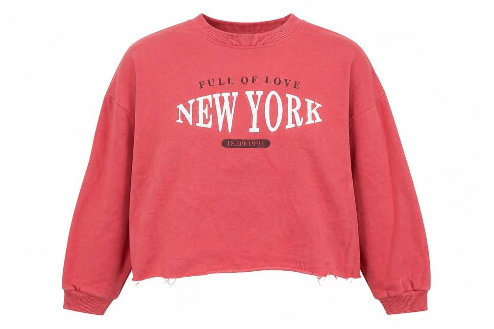 Front view of Pull&Bear Women's Red Graphic Logo Sweatshirt, S