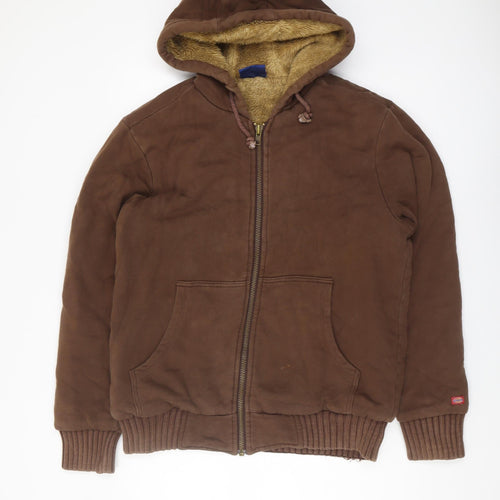Dickies Men's Brown Hooded Jacket Size L Zip Casual