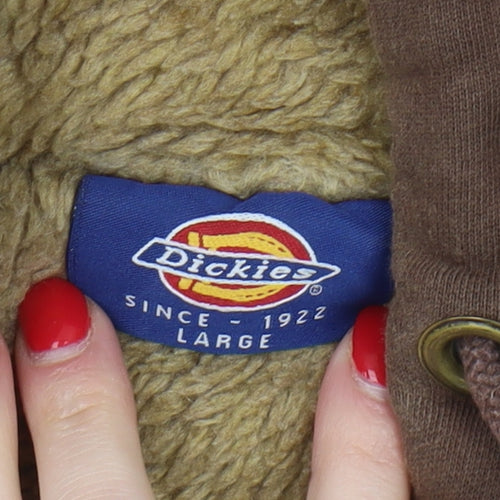 Dickies Men's Brown Hooded Jacket Size L Zip Casual